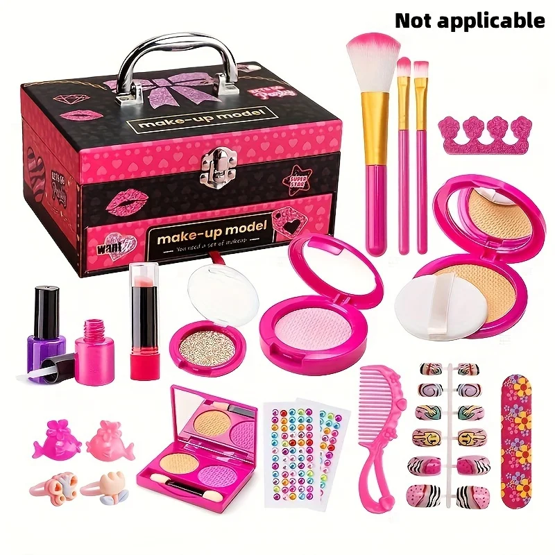 Gesimuleerde Kinder-Cosmetische Speelgoedset, Playhouse Meisje, Prinses Cadeau, Make-Up Doos, Sieraden, Handtas, Kerstcadeau