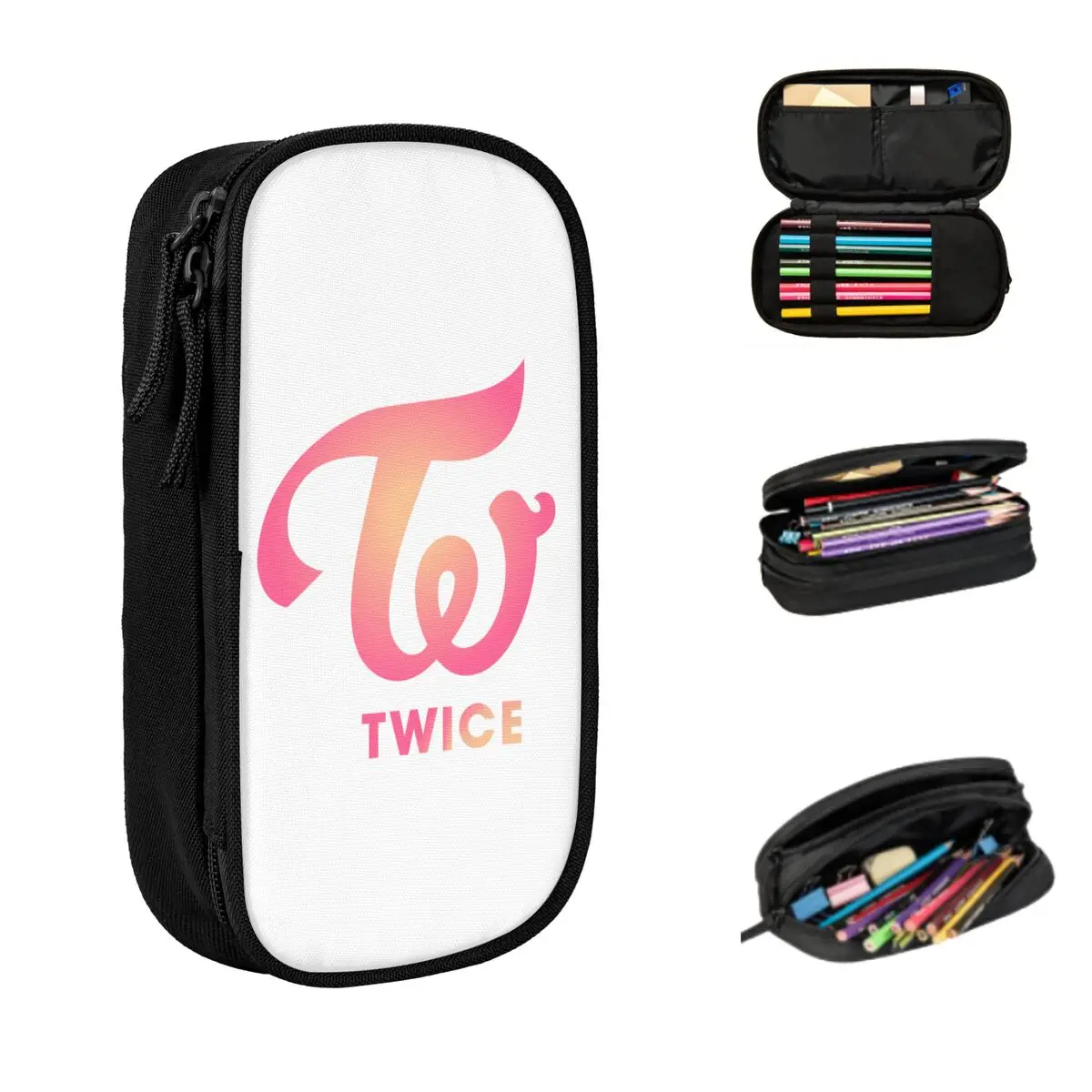 ONCE TWICE Kpop Fan Pencil Cases Large Capacity Pen Bags Pen Box Pencil Pouch For Boys Girls Students Stationery School Office