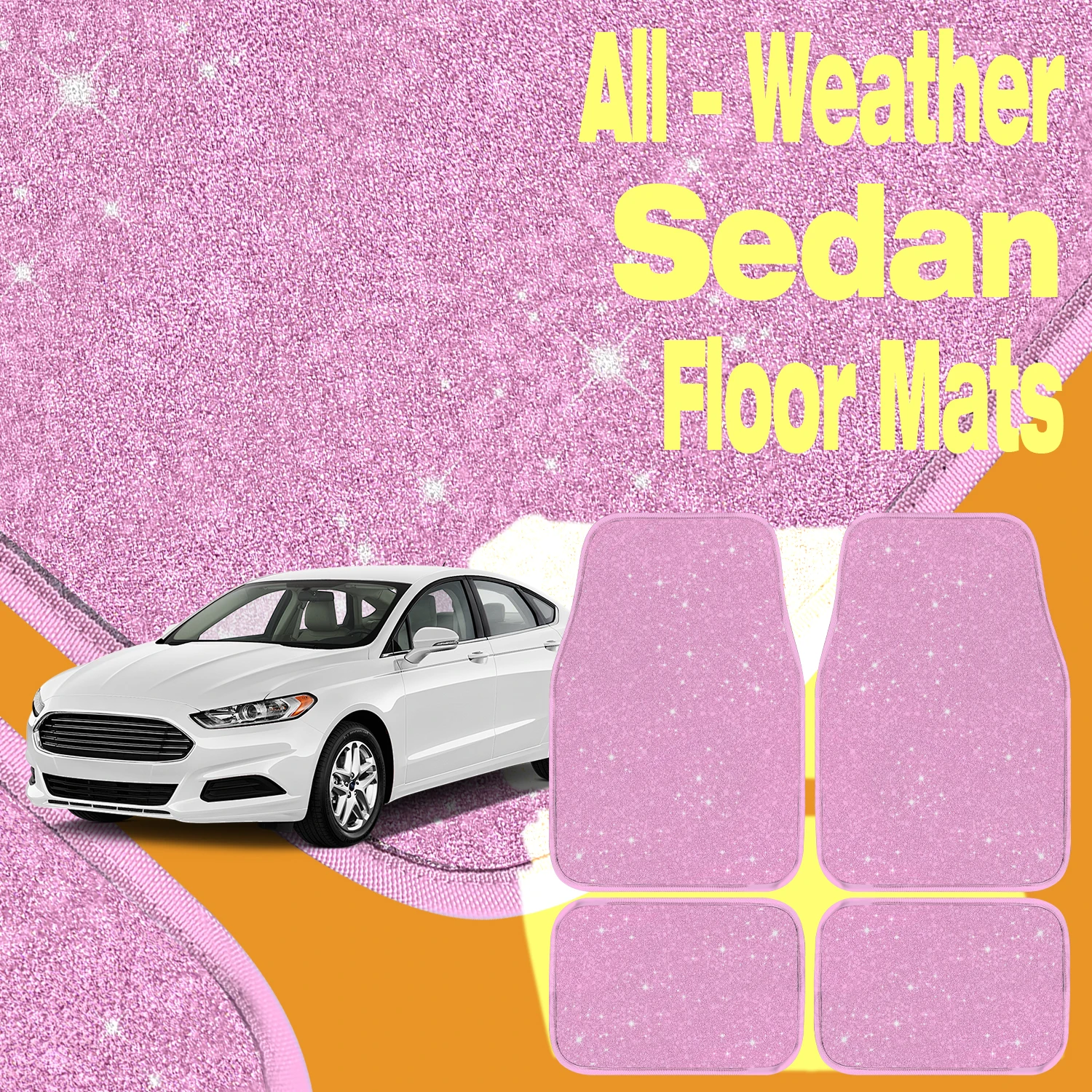 سجاد أرضية السيارة اللامع - وسادات قدم أوتوماتيكية متينة مقاومة للماء وغير قابلة للانزلاق، أرضيات وسجاد داخلية عصرية للسيارة، 4 قطع #2