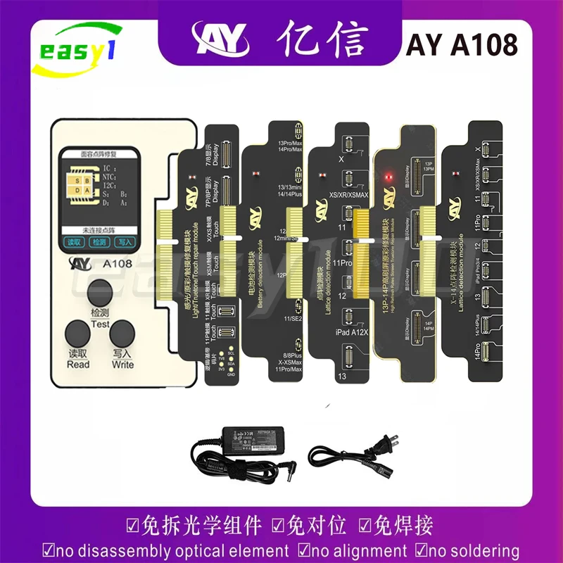 AY A108 BOX Programmer Set For iPhone X XR XS 11 12 13 Mini 14 Pro Max Plus Dot Matrix Face ID True Tone Battery Repair Tool