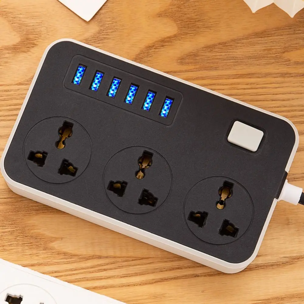 UK EU US Outlet Power Strip 2m Extension Cord 3-Outlets Extended USB Socket Universal Plug Independent Switch