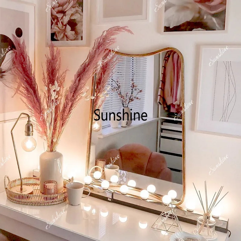Simple makeup mirror Bedroom wall dressing mirror Minimalist wall-mounted light luxury mirror