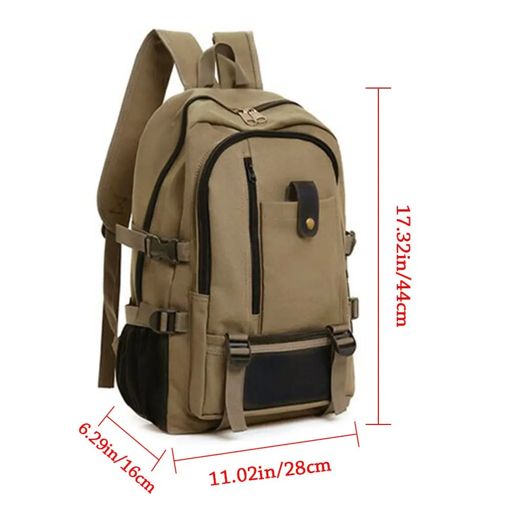 2024 Men\'s Canvas Backpack Large-Capacity Schoolbag Solid Color Backpacks Fashion Casual Travel Sport Bag Hiking Camping
