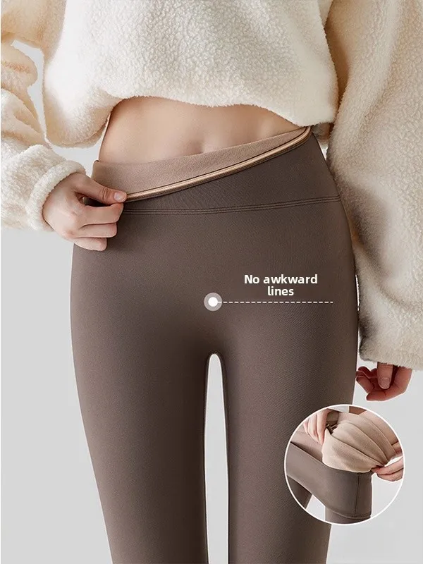 

Брюки для йоги с высокой талией на подкладке, женские осенне-зимние новые теплые брюки с контролем живота