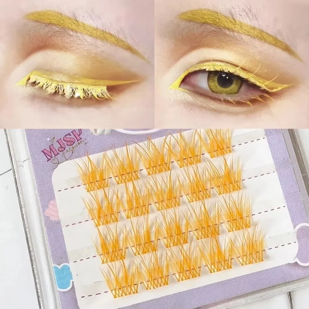 Colorful False Eyelashes Natural Look Wispy Style Segmented Lashes Extension Clusters Purple Red Blue White Individual Lashes
