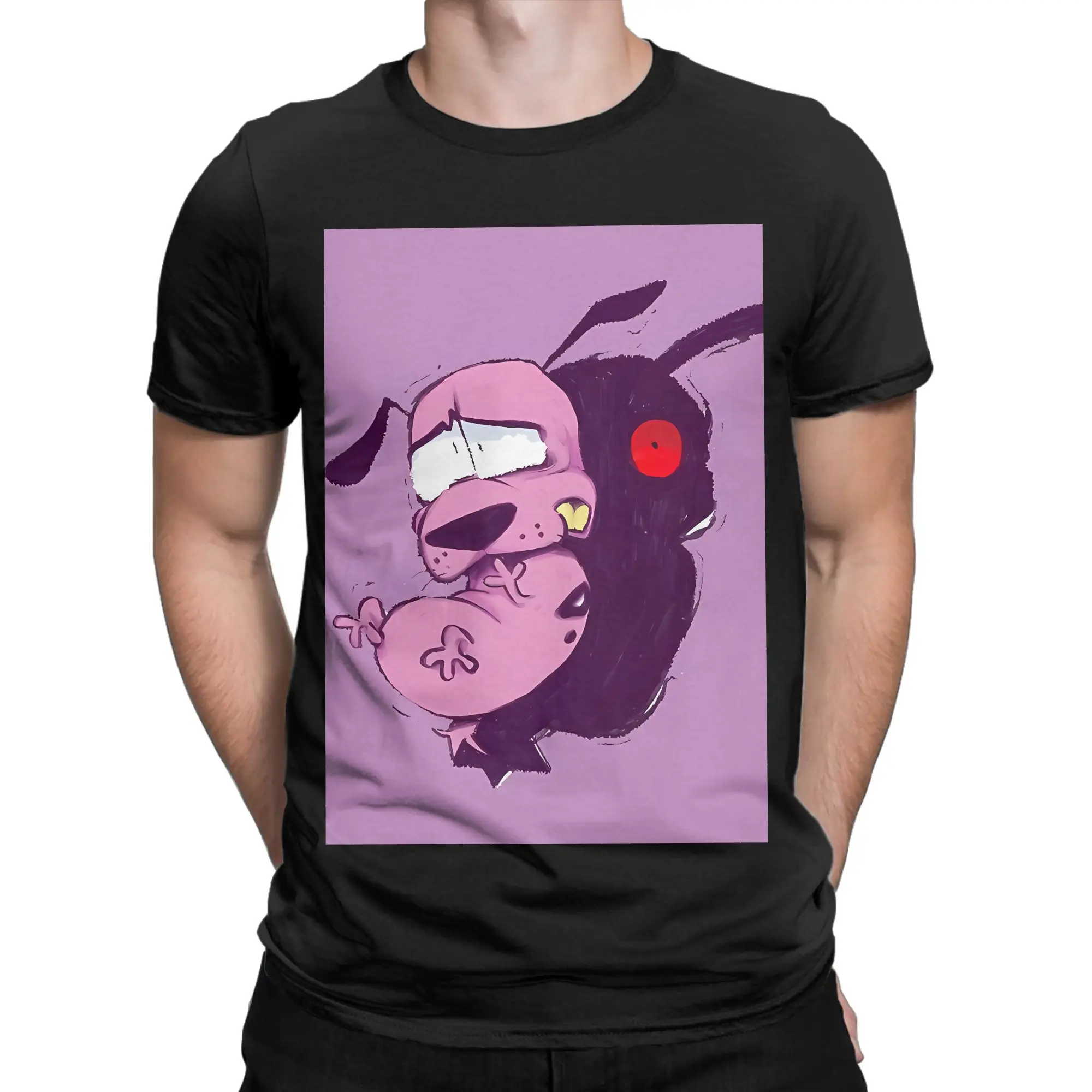Fanart cCourage The Cowardly Dog Funny Graphic 100% Cotton T-Shirt cCourage the Cowardly Dog Tops Tees For Men