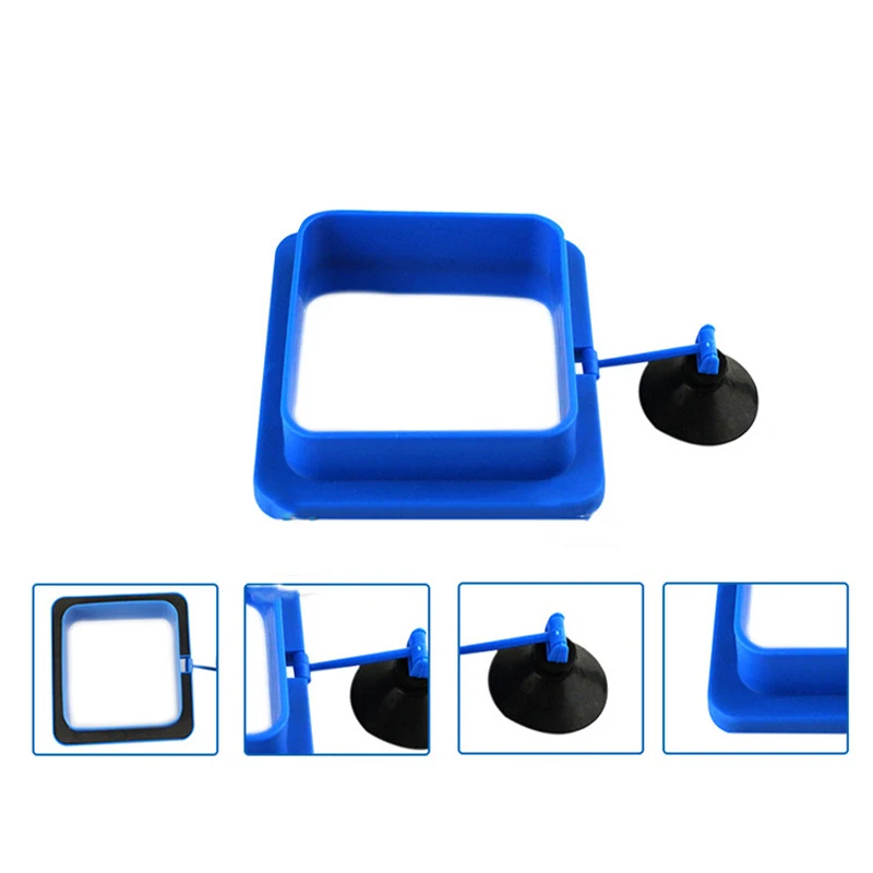 ZRDR Aquarium Feeding Ring Fish Tank Station Floating Food Tray Feeder Square Circle Accessory Water Plant Buoyancy Suction Cup