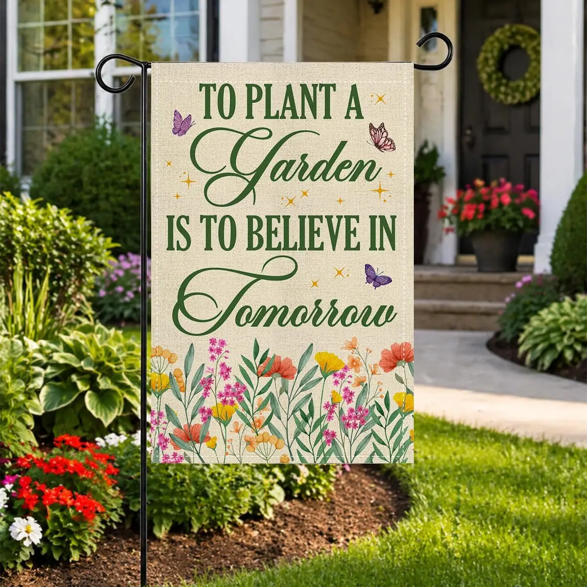To Plant a Garden Is to Believe in Tomorrow Garden Flag Double Sided 12x18 Inches, Gardening Gifts for Plant Lover Gardener jjp