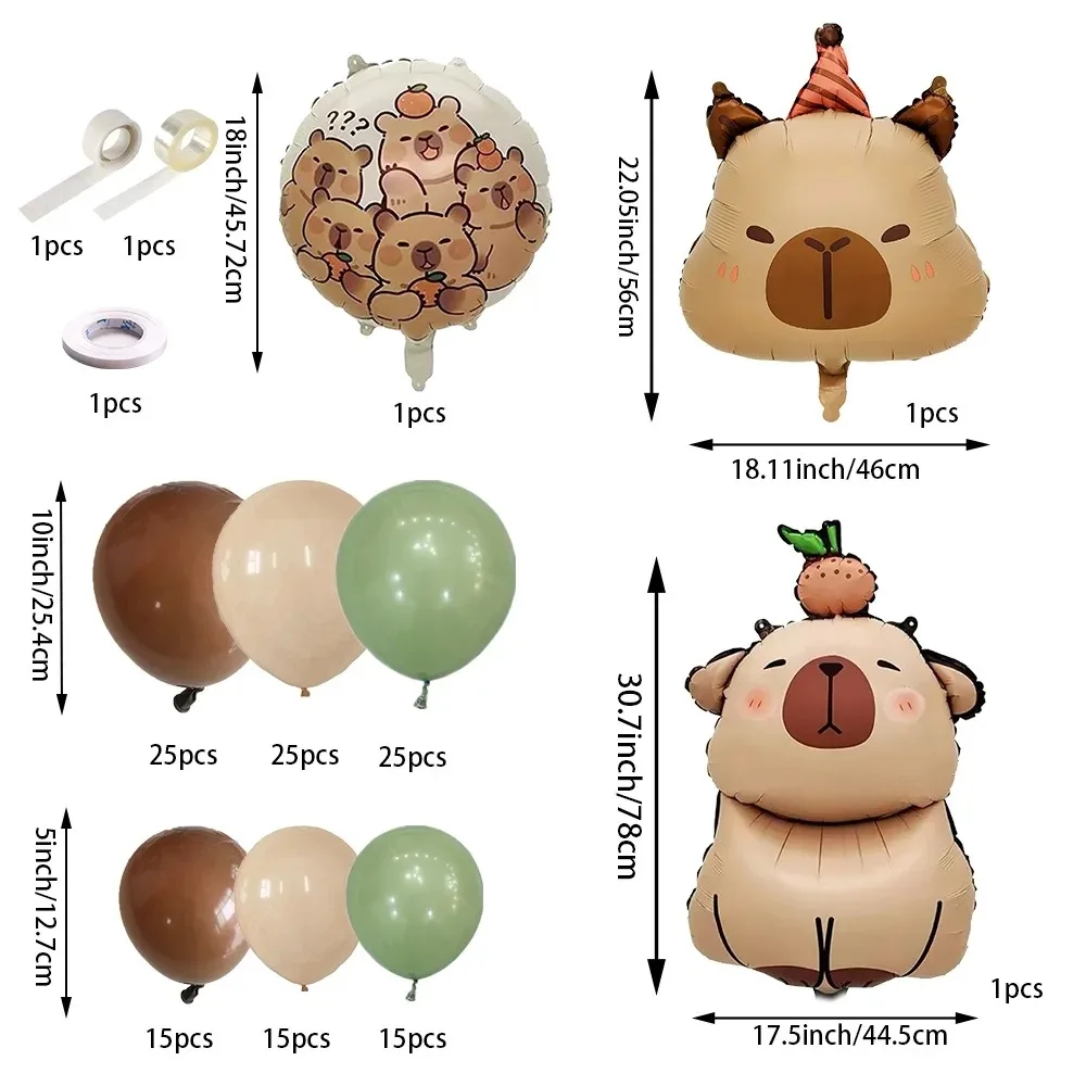 1 Set Cartoon Capybara Kranz-Bogen-Ballon-Set Niedliche Kapibara Kindergeburtstag Partydekoration Zubehör Babyparty Geschenke – Detail 3