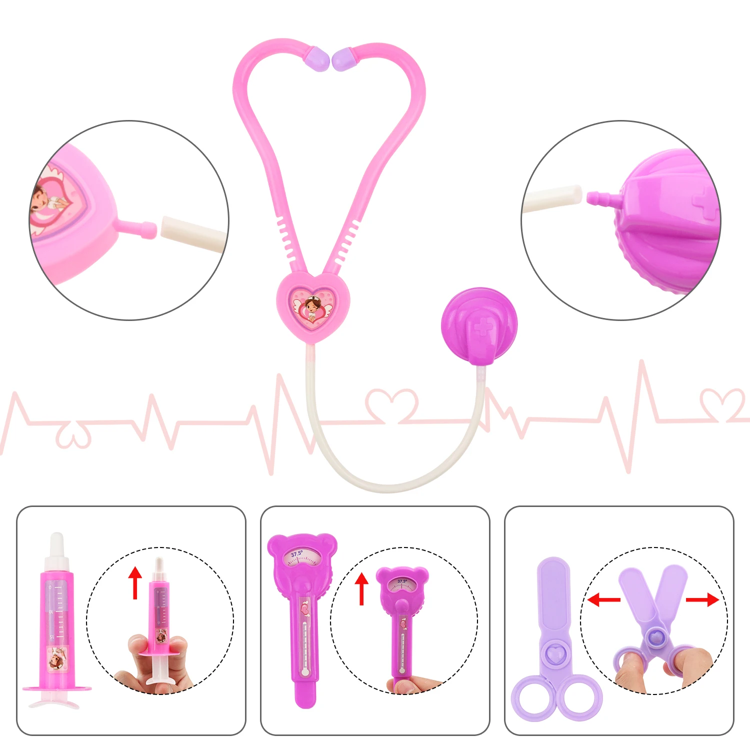 Stéthoscope de boîte à médicaments de simulation pour enfants, jouets de maison de jeu pour enfants, puzzle et éducation précoce