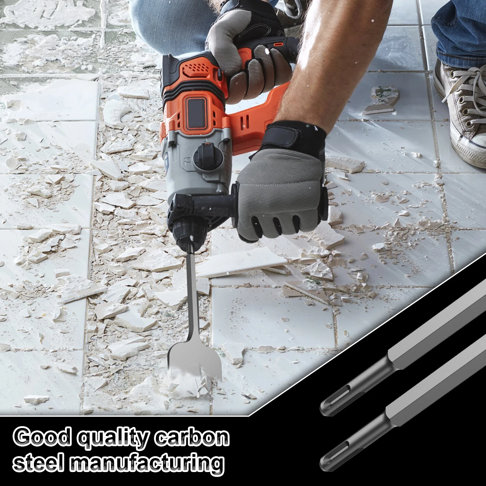 4Pcs SDS PLUS Shank Electric Hammer Chisel Bit HCS Masonry Point Groove Flat Chisel For RemovalTile Cement Concrete Brick Stone