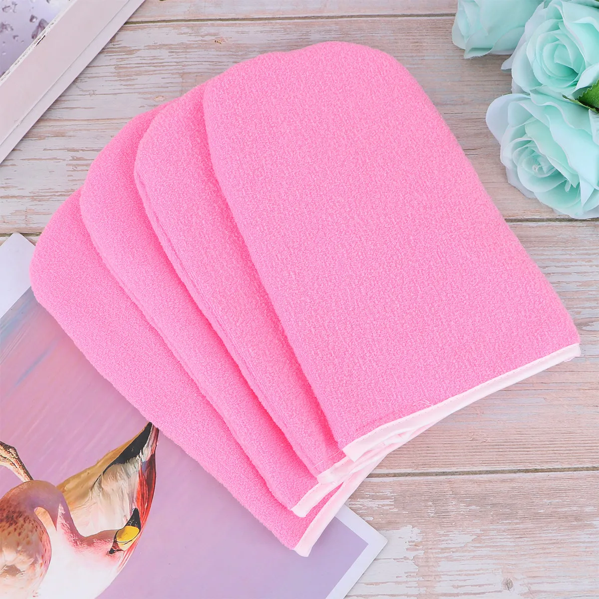 

2 пары толстых розовых перчаток с парафиновым покрытием, хлопковые утепленные варежки для максимального сохранения тепла