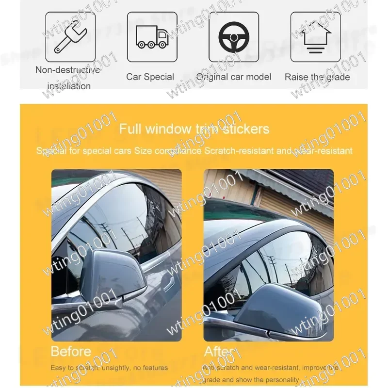 for X-T for Tesla Model 3 2017-2023 Chrome Window Trim Sticker PVC Door Handle Protector Exterior Decorative Film DIY