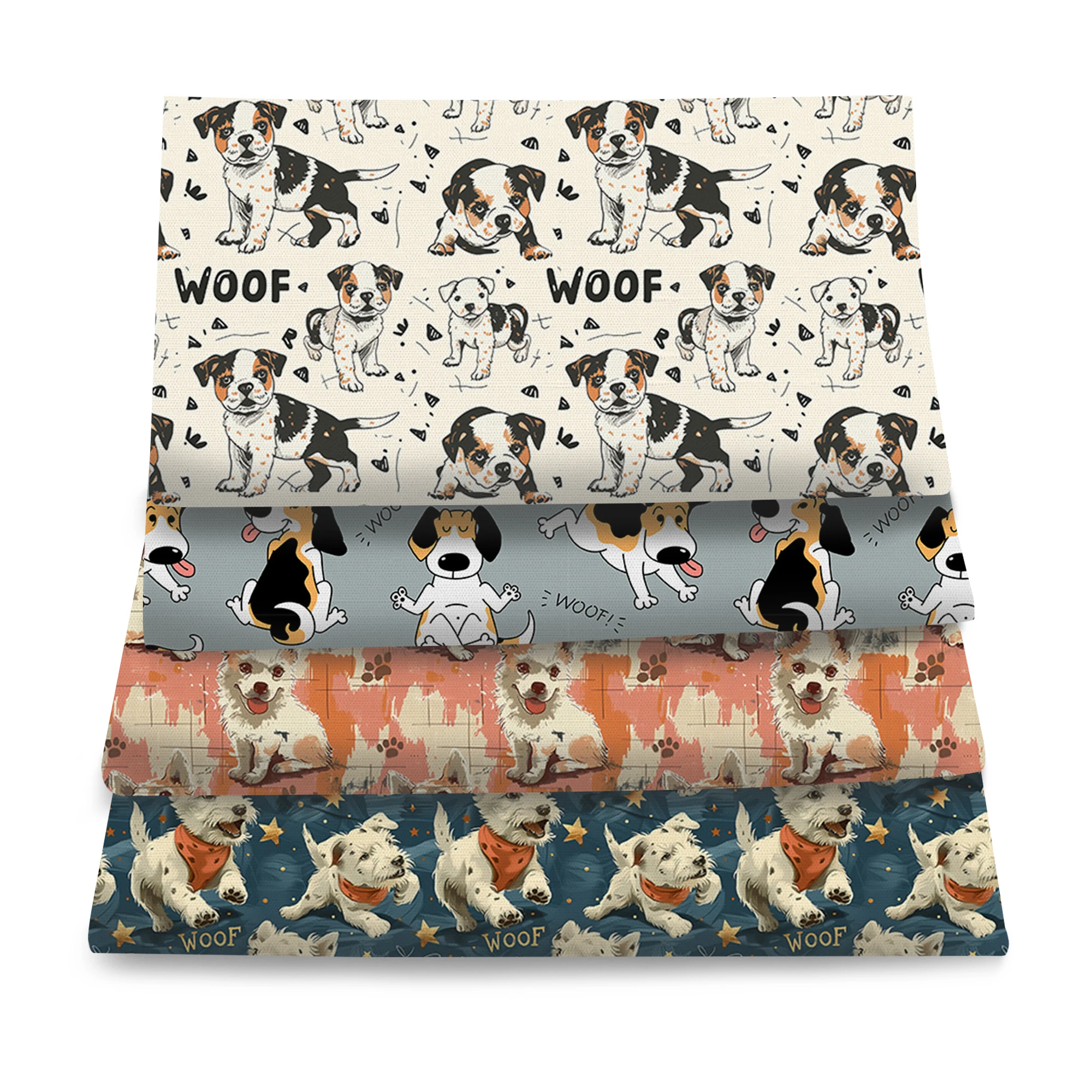 4pcs/set 50x45cmDog Puppy Bones Precut Quilting Fabric Fat Quarter Fabric Bundle Patchwork DIY Crafts Projects DIY Wallet Making