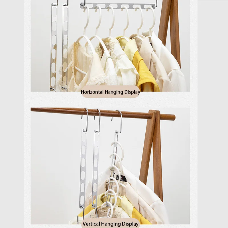 Magic 6 Hole Space Saving Hanger,Metal Hangers Organizer for Dorm Room Essentials,Sturdy Cascading Hangers for Closet Storage