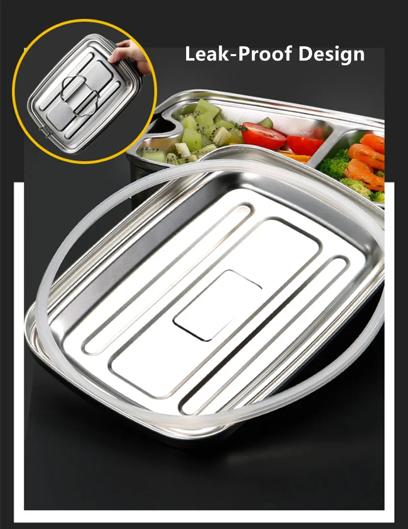 High Quality Double Layer All Stainless Steel 304 Lunch Box Leak-Proof Bento Box Dinnerware Set  Adult Student Food Container