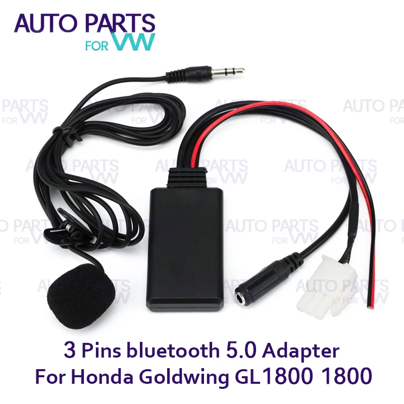 

Car Bluetooth 5.0 Module Receiver Adapter Radio Stereo AUX Cable Adapter 3 Pins for Honda Goldwing GL1800