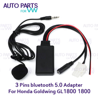 Car Bluetooth 5.0 Module Receiver Adapter Radio Stereo AUX Cable Adapter 3 Pins for Honda Goldwing GL1800