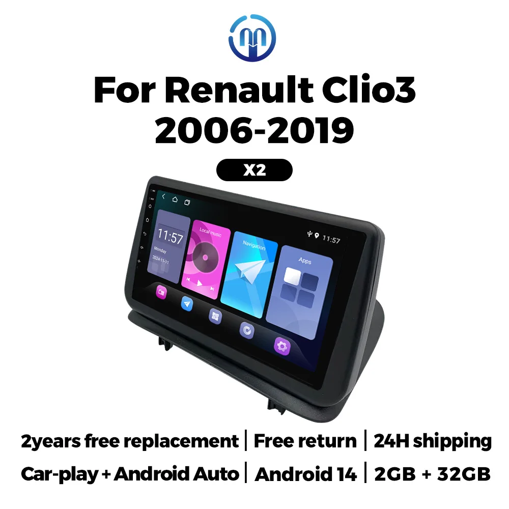 Navifly Car Radio For Renault Clio 3 2006-2019 Wireless CarPlay Android Auto BT Multimedia Player Navigation GPS 2din Autoradio