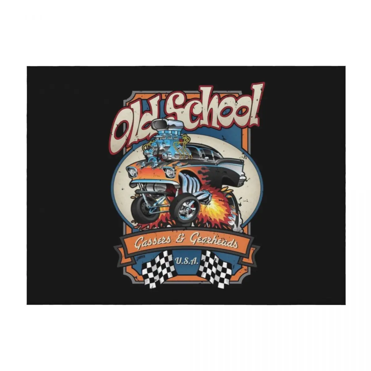 

Vintage Old School Gassers and Gearheads Car Cartoon Illustration Throw Blanket Fashion Sofas Single Luxury Brand Blankets
