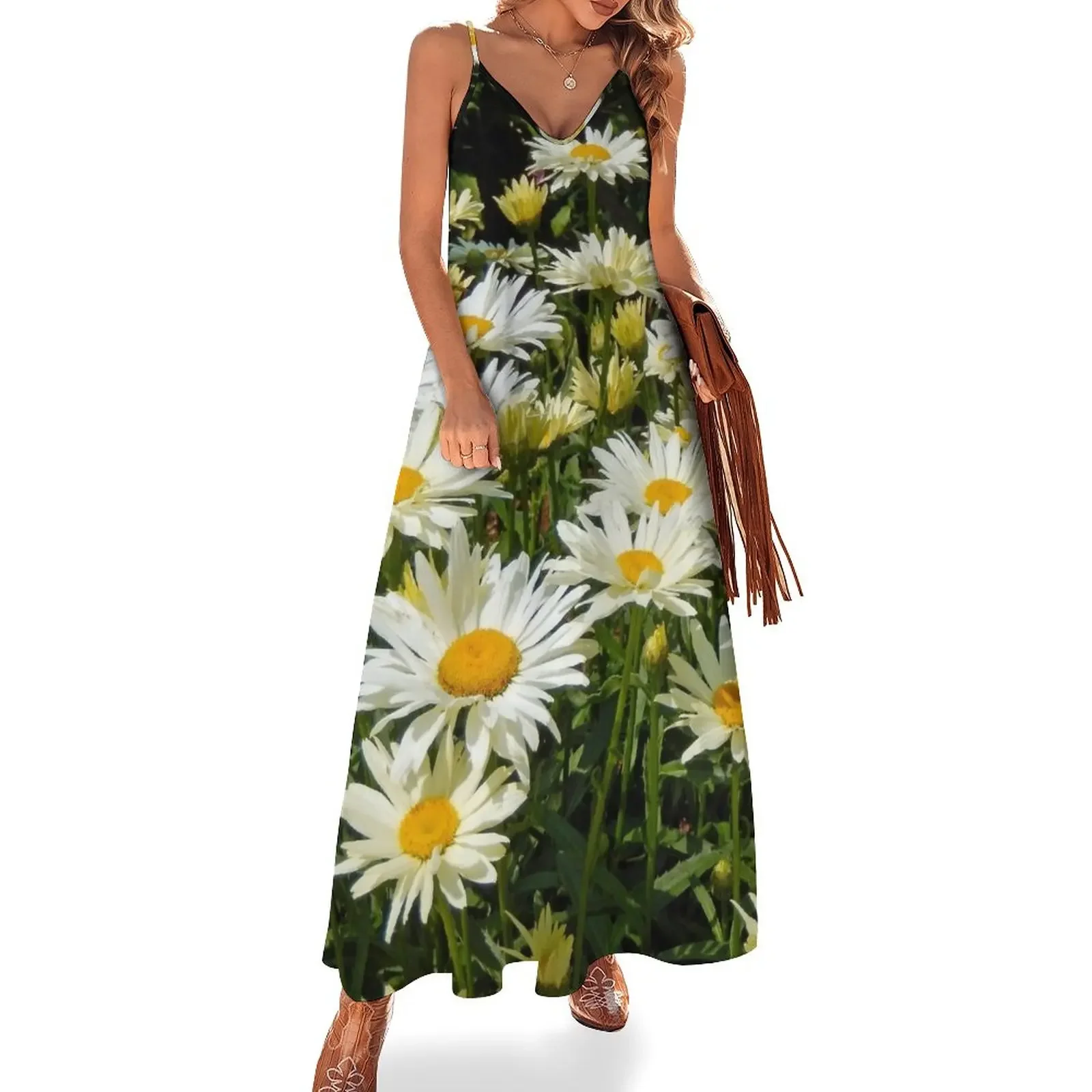 

White Daisies 122 Sleeveless Dress Summer women's clothing women's elegant loose dresses