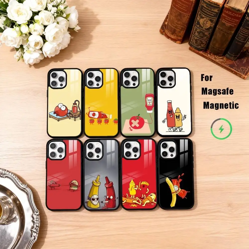 

T-Tomato Ketchup Mustard ART Phone Case For iPhone17,16,15,14,13,12,11 Plus,Pro Max Magnetic For Magsafe Wireless Charging