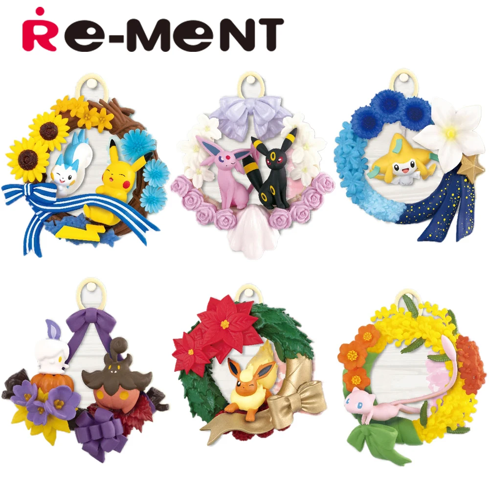 

Original Stocked Re-Ment Pokemon Wreath Collection Seasonal Gifts Jirachi Pikachu Collectible Model Toys Figures Birthday Gifts