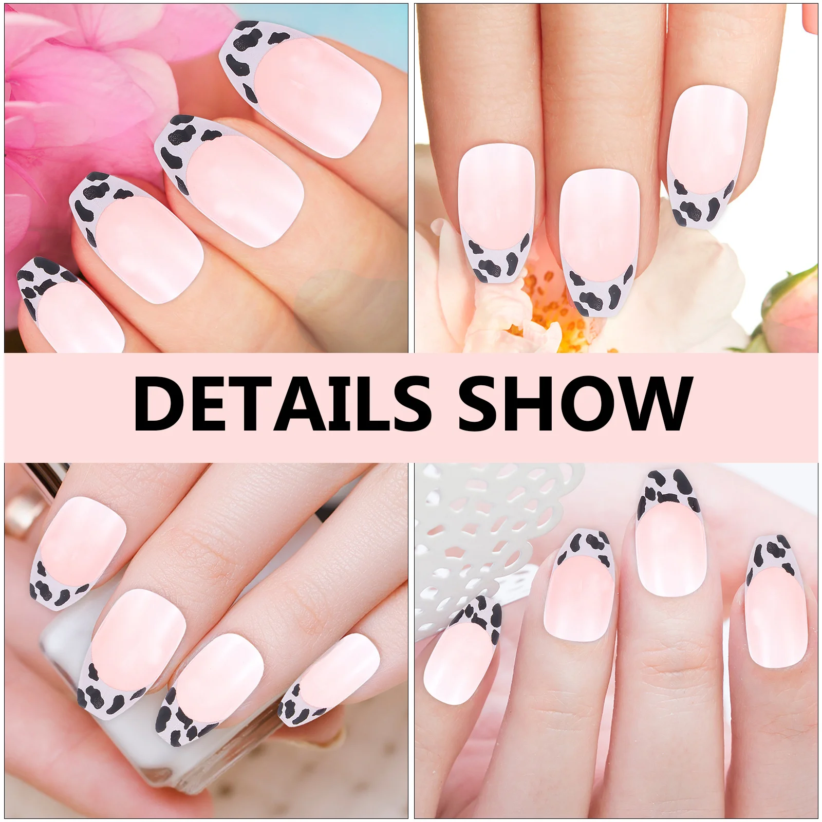 

48Pcs Long False Nails Full Cover Creative Patterns Fake Nails for Salon Prom Date Artificial Nail Decals Manicure Supplies