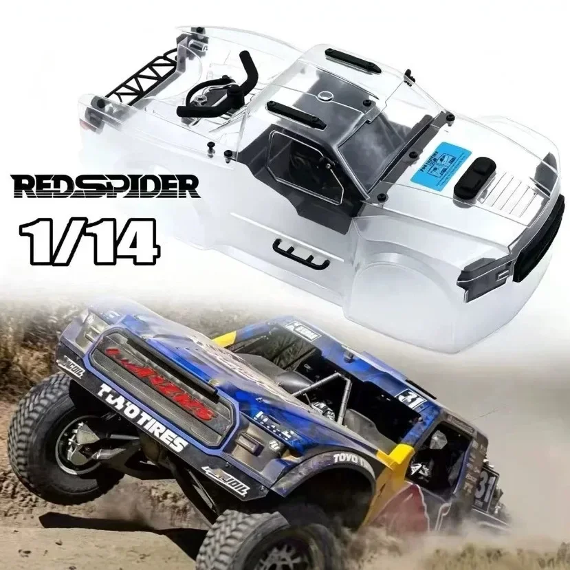 1/14 RC Truk Bodyshell Pre-Cut Clear Pickup Body Shell Kit with Sticker for 1/14 Scale Arrma Mojave RC Truck