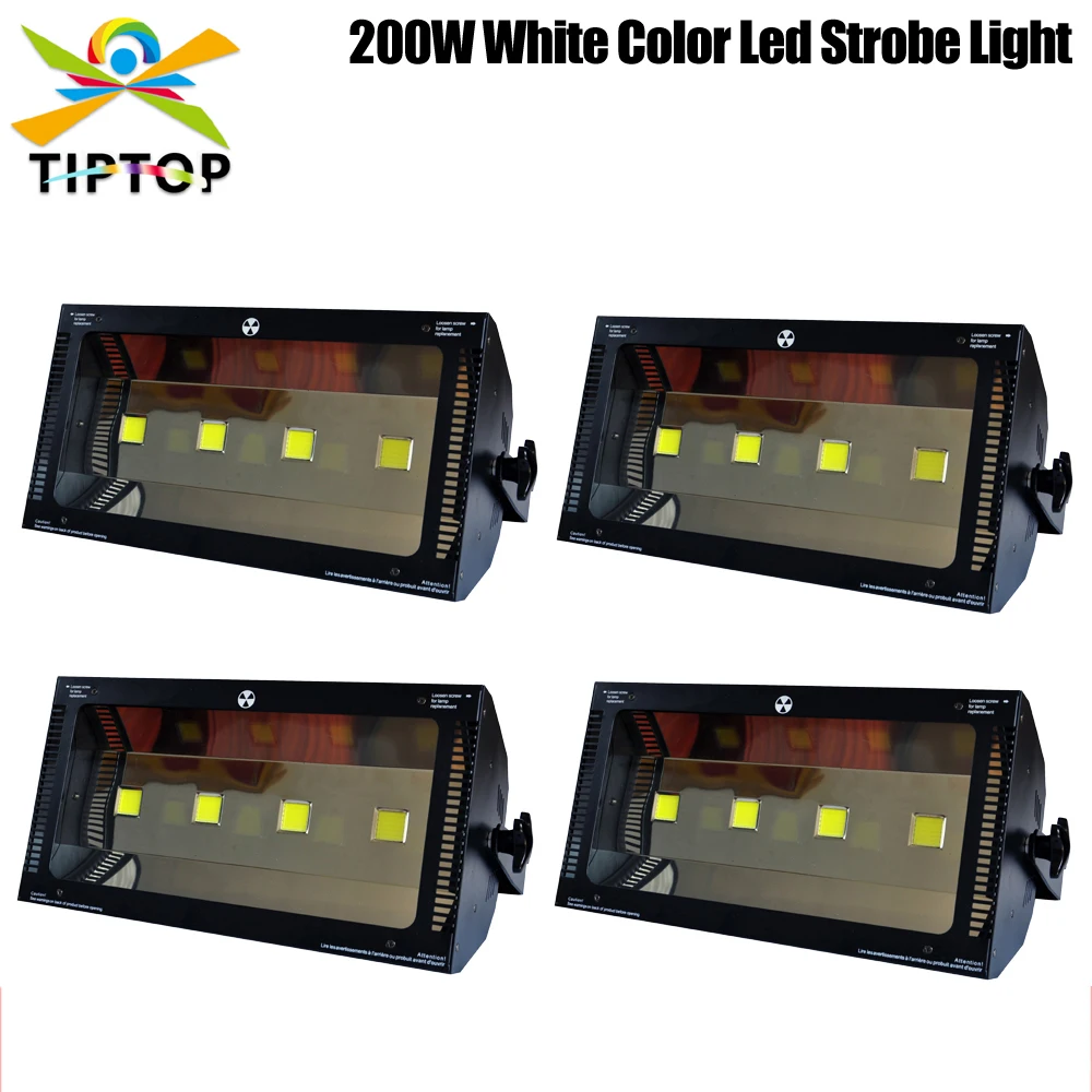 TIPTOP 4 Pack 200W Stage Led Strobe Light Wide Voltage 90V-240V Suit All World 4x50W High Power Led Lamp LCD Display TP-S200