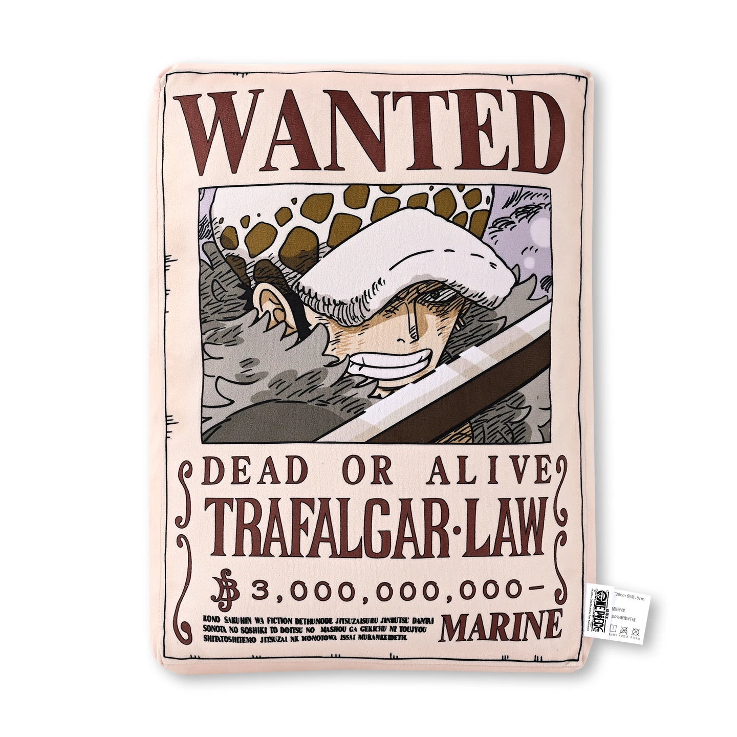 1 stuk officieel One Piece Wanted Poster kussen, dubbelzijdig anime sierkussen voor thuis, bank, kantoor, slaapkamer, collectie cadeau.