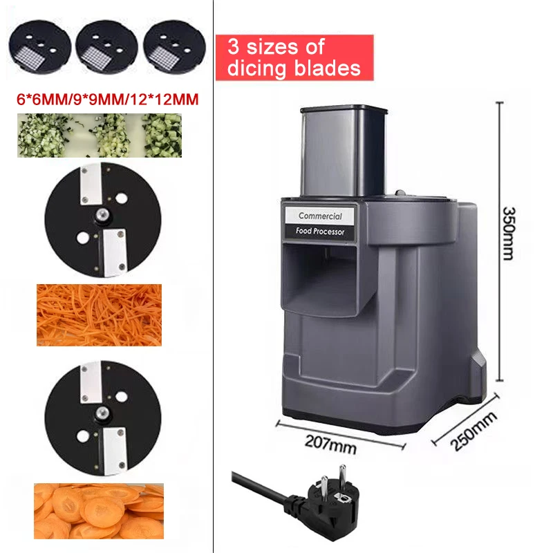 WERGANUASA Kommerzieller Gemüsehacker, 3-in-1, multifunktionale elektrische Schneidemaschine, Karotte, Kartoffelscheibe, Zerkleinern, gewürfelte Küchenmaschine 5