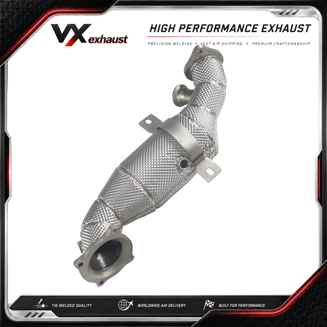 VX High Performance Downpipe for Alfa Romeo Stelvio 2.0T T304 Stainless Steel 2017+