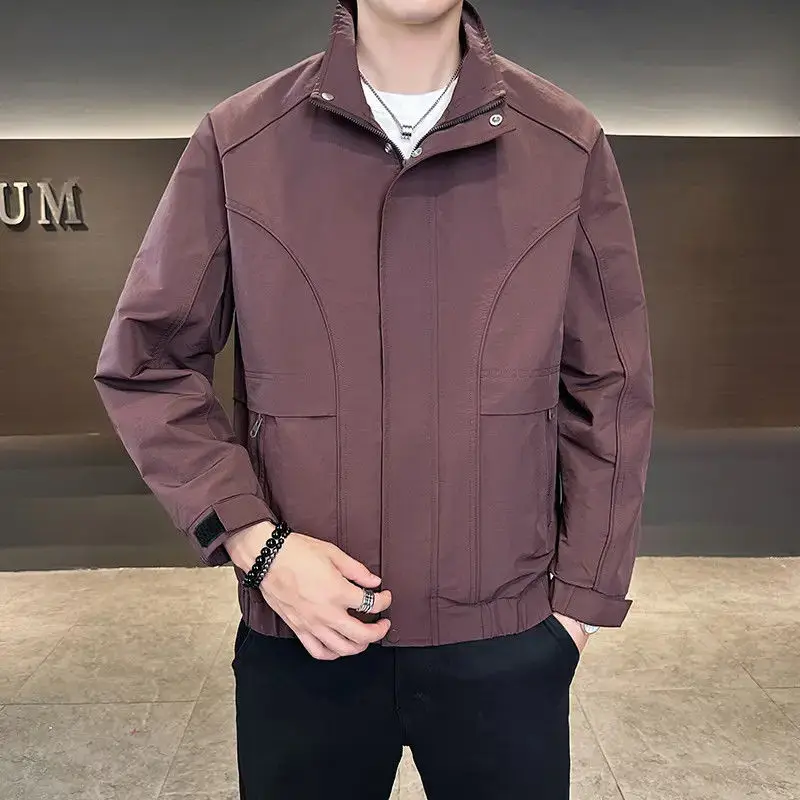 

Мужская повседневная ткань с воротником-стойкой Jaet Busin Faion, декоративная полиэфирная ткань с вышивкой, дышащая, осенняя одежда