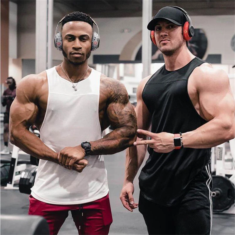Plain Gym Bodybuilding Casual Tank Tops Herren Fitness Muskel Sport Lose Singuletts Sommer Ärmellose Atmungsaktive Baumwolle T-shirts