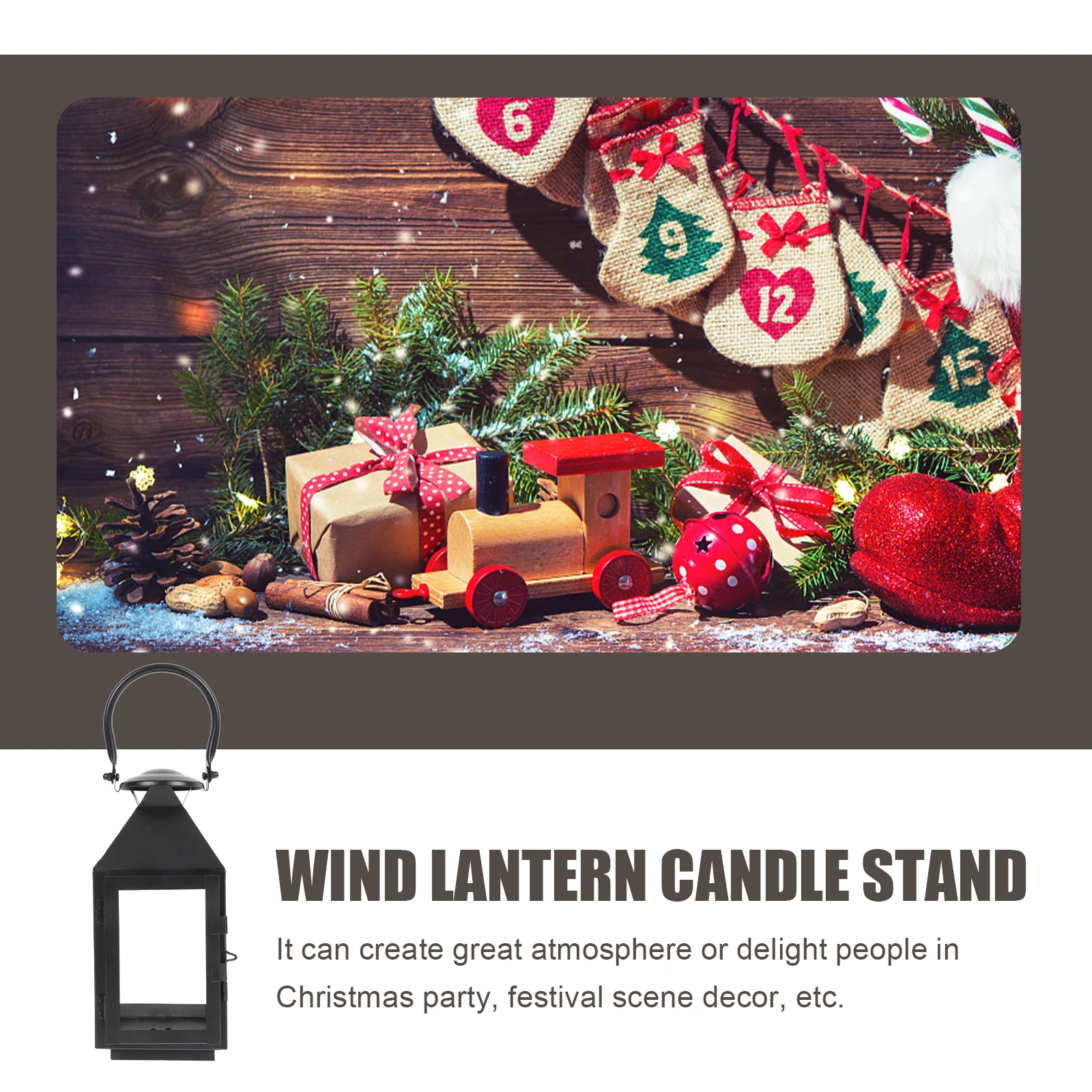 

C Vintage Wind Lantern Elegant nament Practical Xmas Decor Retro Christmas Party Festive Scene Home
