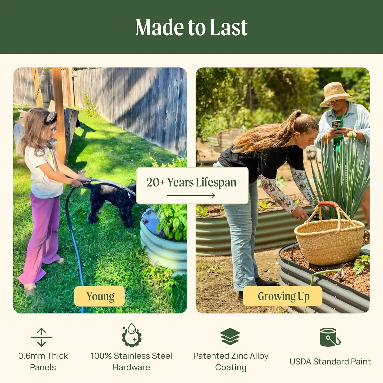 

Vego garden Raised Garden Bed Kits, 17" Tall 6 in 1 Modular Metal Raised Planter Bed for Vegetables Flowers Patio Ground Planter