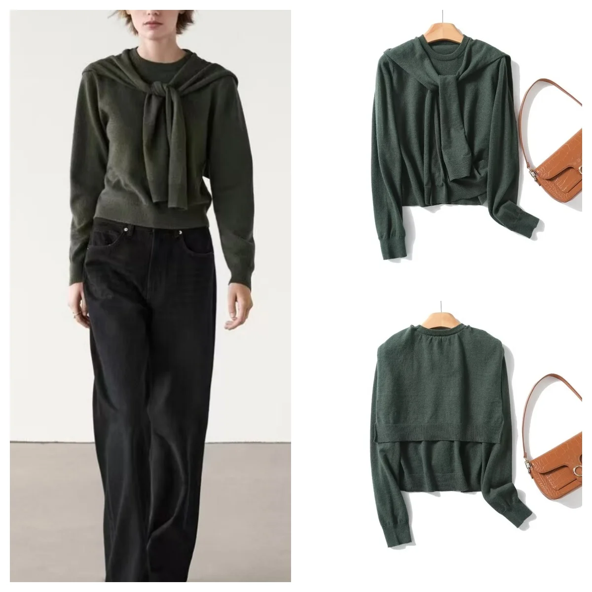 

Minimalist European and American style temperament versatile commuting fake two-piece long-sleeved pullover sweater women's fash