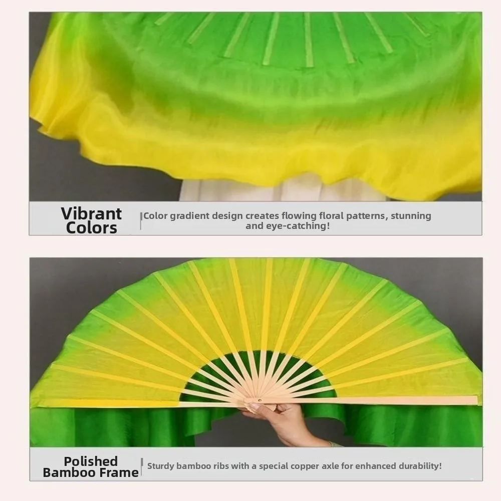 31 centimetri di Bambù Cinese Breve Ventaglio di danza del ventre Ballerino Pratica 10/20 centimetri Mezzo Cerchio Velo di seta Paia Yangko Danza Ventagli di bambù