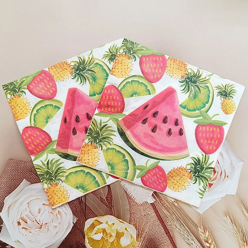 2026 New Fruit Printed Disposable Napkins Tissues Party Supplies for Weddings Party Festivals Anniversary Celebrations