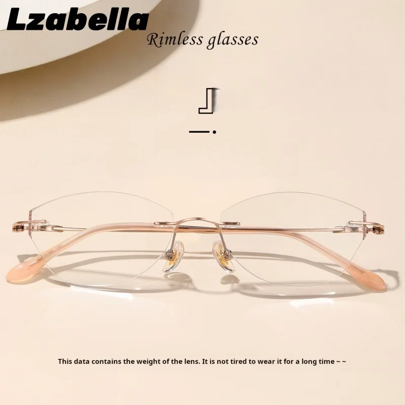 

Lzabella индивидуальная модная оправа без оправы «кошачий глаз» с бриллиантами для женщин, элегантные роскошные оптические очки по рецепту 0008