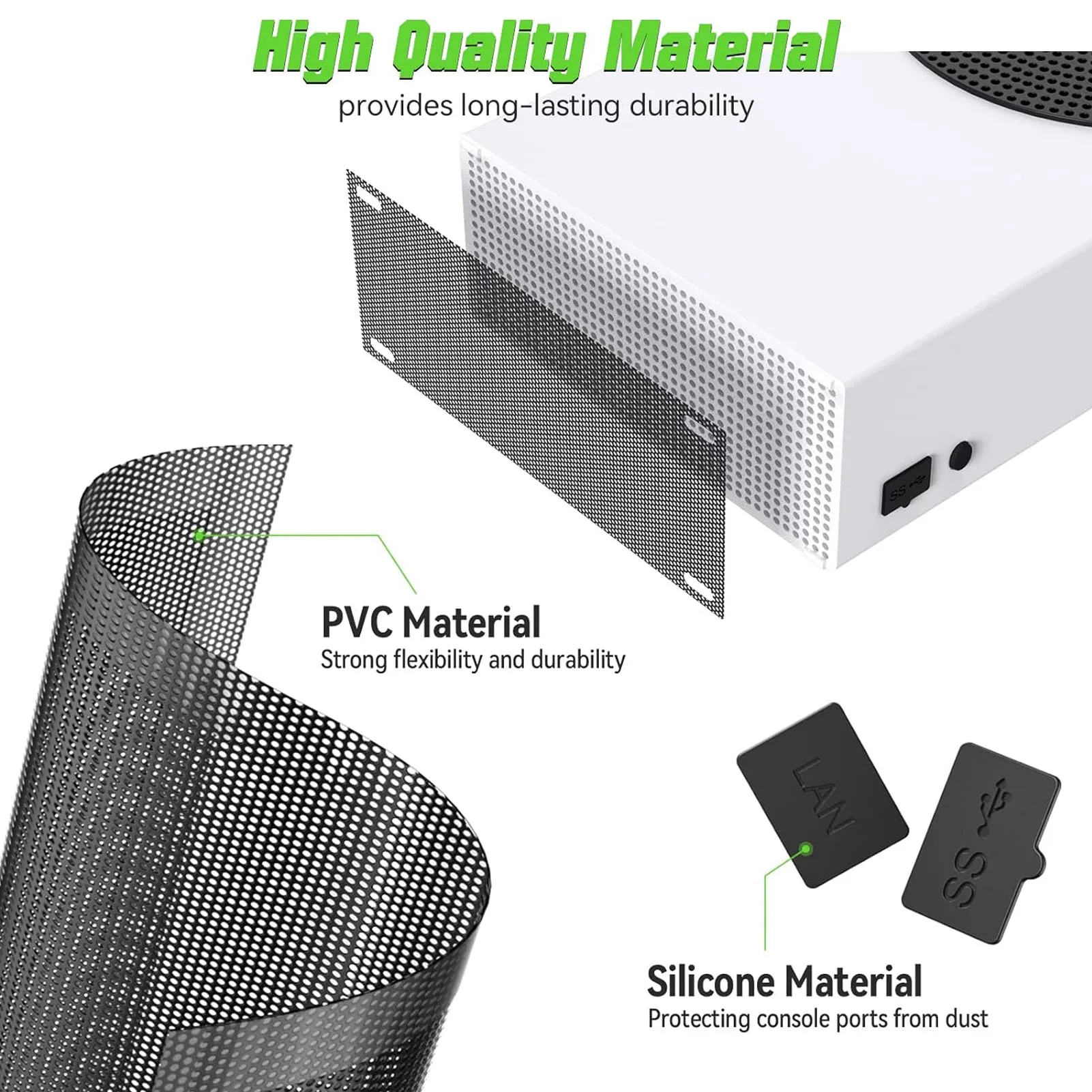 Dust Filter Cover 8 Silicone Dust Plugs Reusable 4 PVC Game Console Dust Filter Heat Dissipation for Game Console