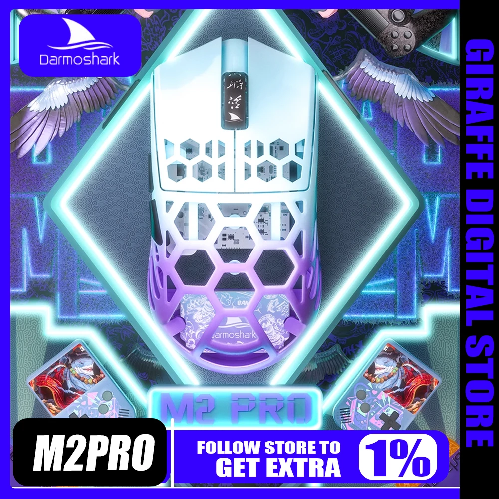 

Darmoshark M2PRO Mouse Wireless 2.4G Magnesium Alloy 40g Hollow Out Lightweight Mouse for Small and Medium Hands Gaming Office