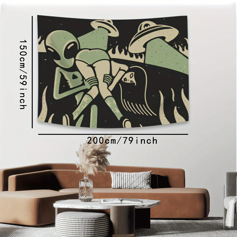 Gruseliger Alien-Wandteppich aus Polyester für den Innenbereich, Schlafzimmer, Wohnzimmer, Schlafsaal, Damen-Accessoire, gruseliges Alien-Design, Wandbehang-Dekor