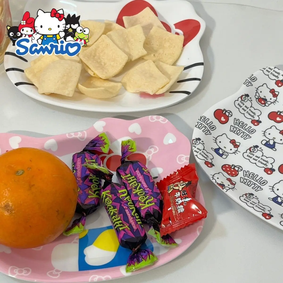 Sanrio Hello Kitty Cartoon Plate Cute Fruit Snack Plate Dish Children's Drop-proof Picnic Plate Home Dishes Utensils for Kitchen view 6