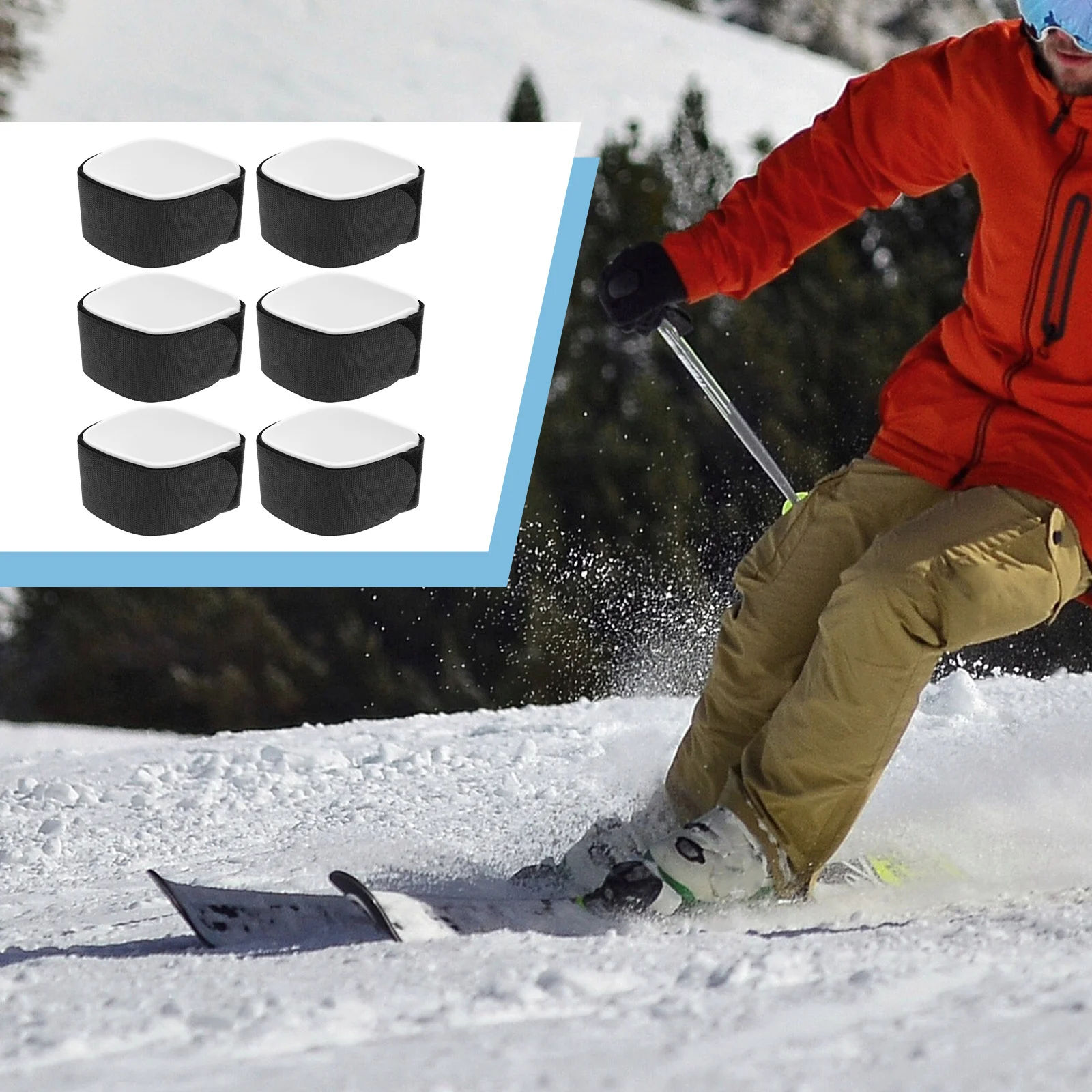 6pcs Ski Band Straps Nylon Black Sled Fixing Strap 3Pairs Sled Fixing Belts Skis Accessory Outdoor Sports