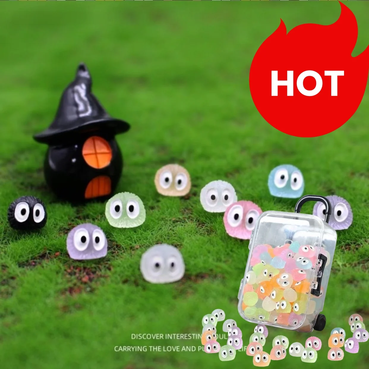 Mini Colorful Dust-Ball Elves Figures Resin Miniature Fairy Garden Moss Ornament Micro Landscape Home Halloween Christmas Decor