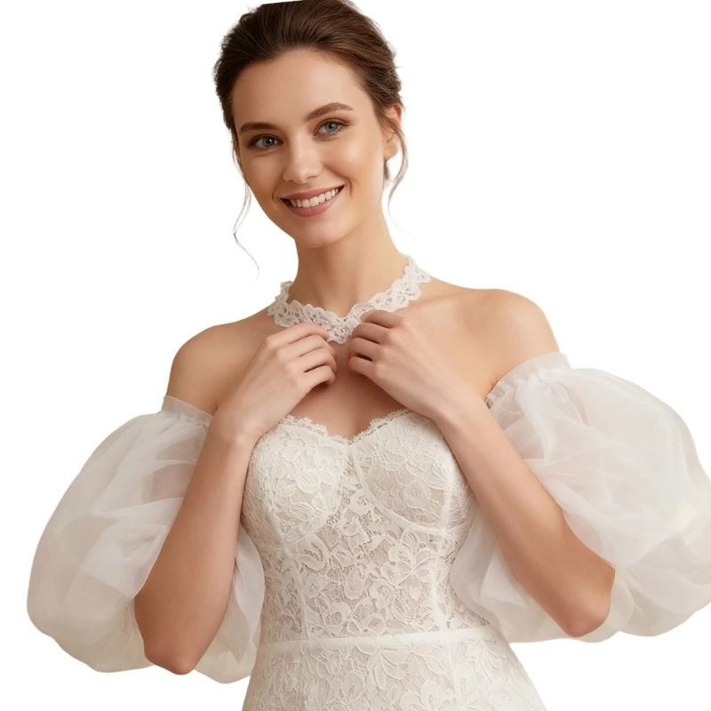  Sheer Puff Arm Sleeves Decorative Armwear Arm Decoration For Wedding Dresses