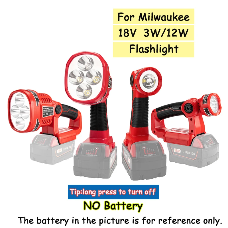 

3W/12W Work Light LED Lamp for Milwaukee 18V Lithium Battery With USB Port Outdoor Flashlight Emergency Light Flash Spotlight