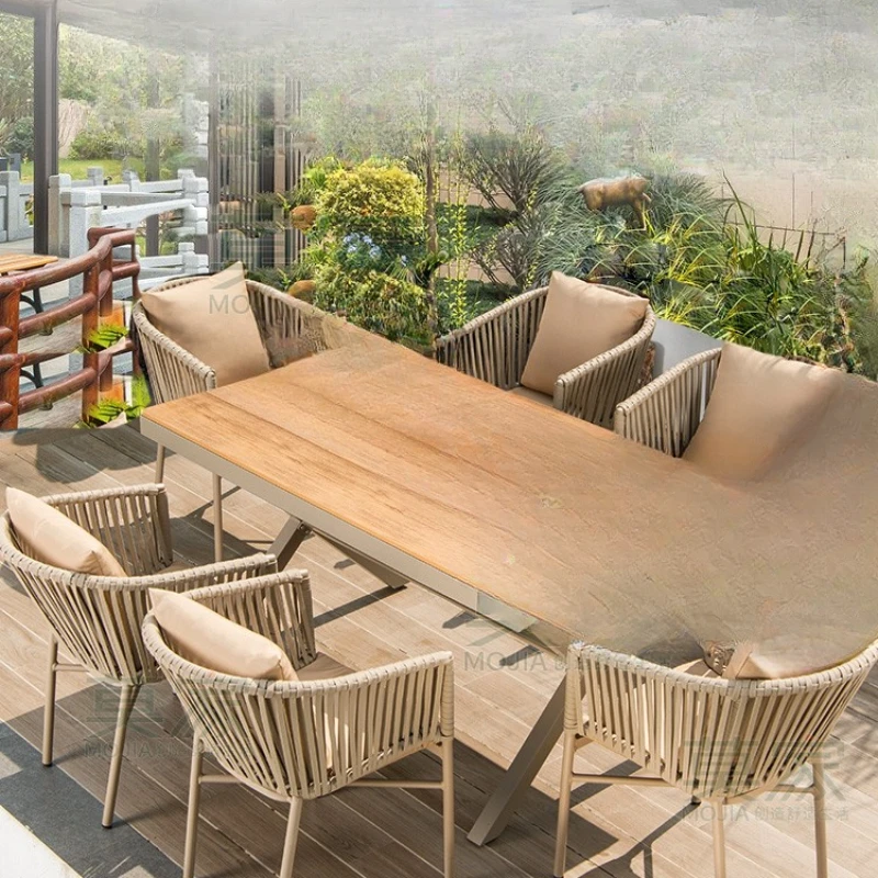 

Garden courtyard leisure open-air terrace rattan table and chair combination set